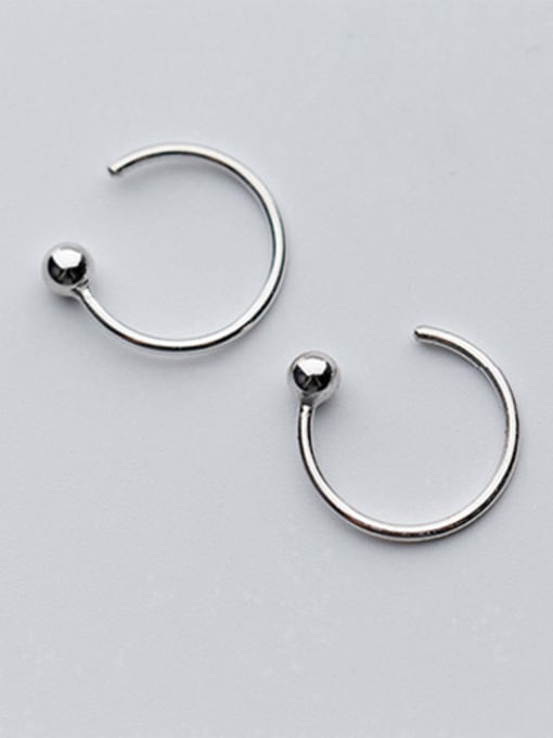silver  big 11mm Cute Geometric Shaped S925 Silver Clip Earrings