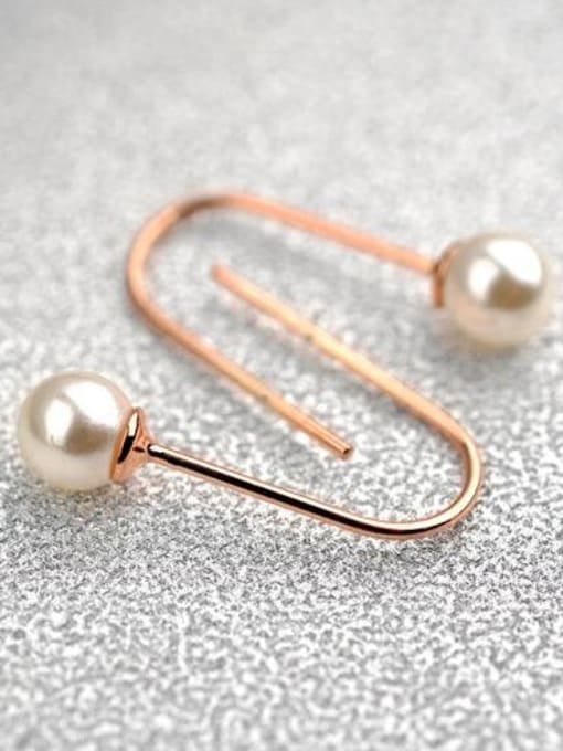 Rose Gold Fashion U-style imitation pearl  Earrings