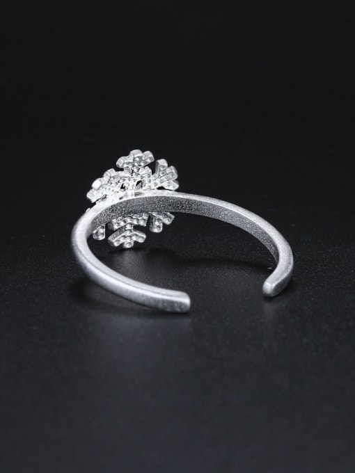 ZK 925 Sterling Silver Simple Snowflake Opening Ring 2