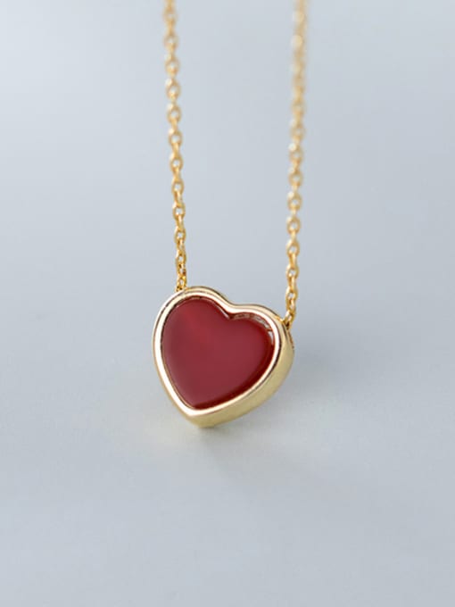 Rosh 925 Sterling Silver With Gold Plated Simplistic Heart Necklaces 4