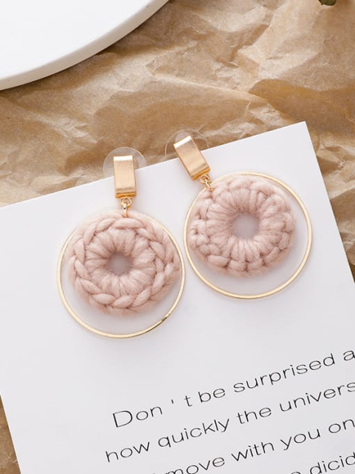 A Pink Alloy With Rose Gold Plated Trendy Plush Geometric Drop Earrings