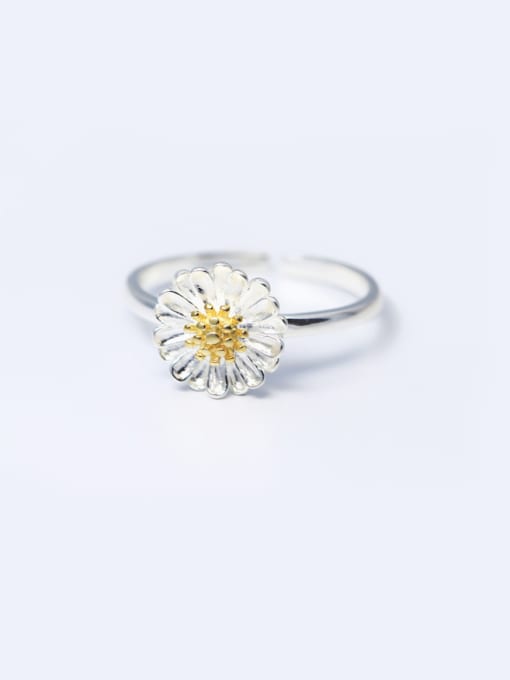 Rosh S925 Silver Fashion Daisy Flower Opening Ring 0