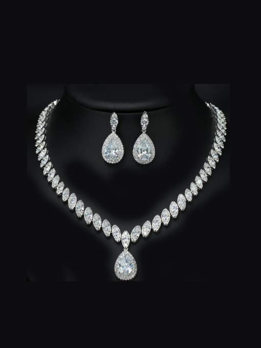 L.WIN Noble AAA Zircon Two Pieces Jewelry Set 0