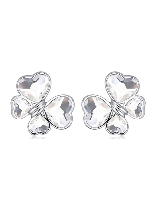 White Fashion Heart austrian Crystals Alloy Stud Earrings