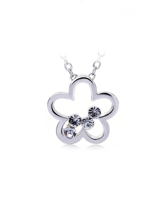 Platinum White 18K White Gold Austria Crystal Plum Blossom Shaped Necklace