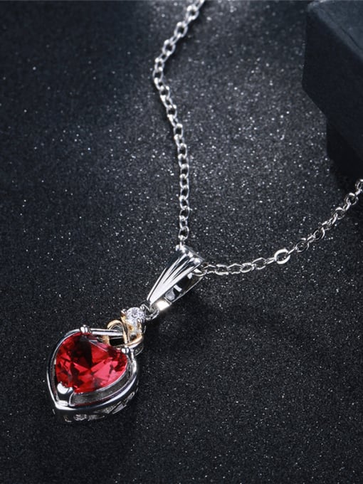 Ronaldo Women Elegant Heart Shaped Glass Stone Necklace 1