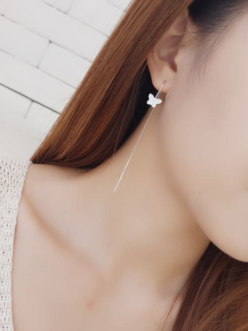 One Silver Elegant Little Butterfly Tiny Zirconias 925 Silver Line Earrings 1