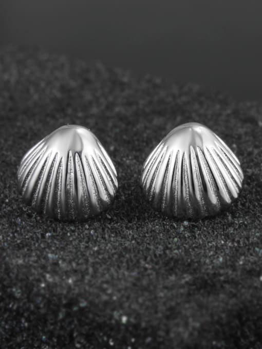 SANTIAGO Simple 925 Sterling Silver Little Shell Stud Earrings 1