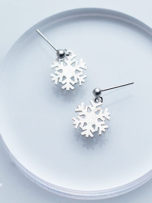 Rosh Fresh Snowflake Shaped S925 Silver Drop Earrings 2