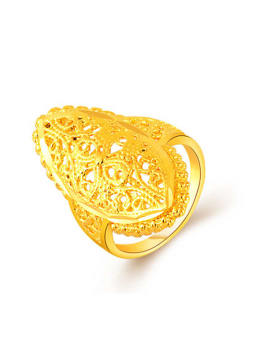 Yi Heng Da Exquisite 24K Gold Plated Oval Shaped Copper Ring 0