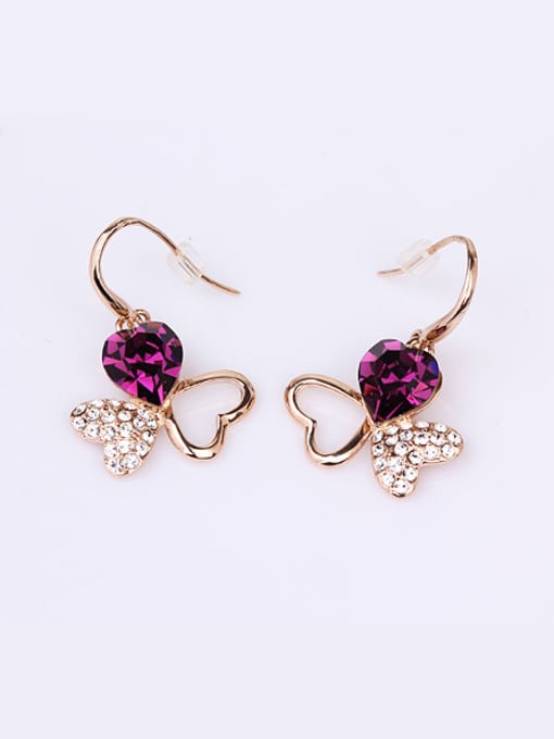 OUXI Fashion Heart shaped Austria Crystal Earrings 2