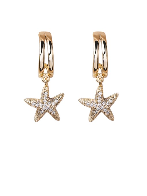 Girlhood Alloy With Gold Plated Delicate Star Drop Earrings