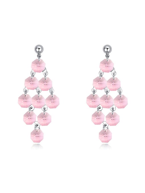 pink Exaggerated Cubic austrian Crystals Alloy Drop Earrings
