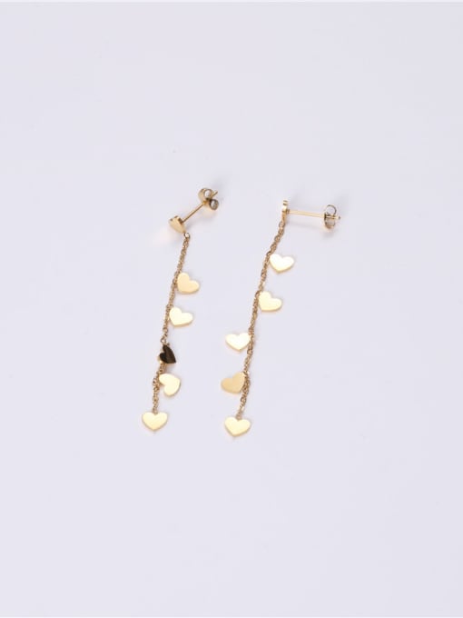 GROSE Titanium With Gold Plated Simplistic Heart Drop Earrings 2