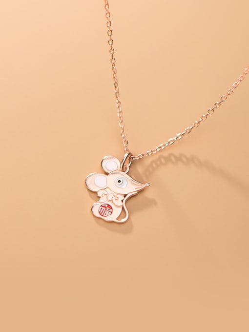 Rosh 925 Sterling Silver With Rose Gold Plated Cute Mouse Necklaces 0