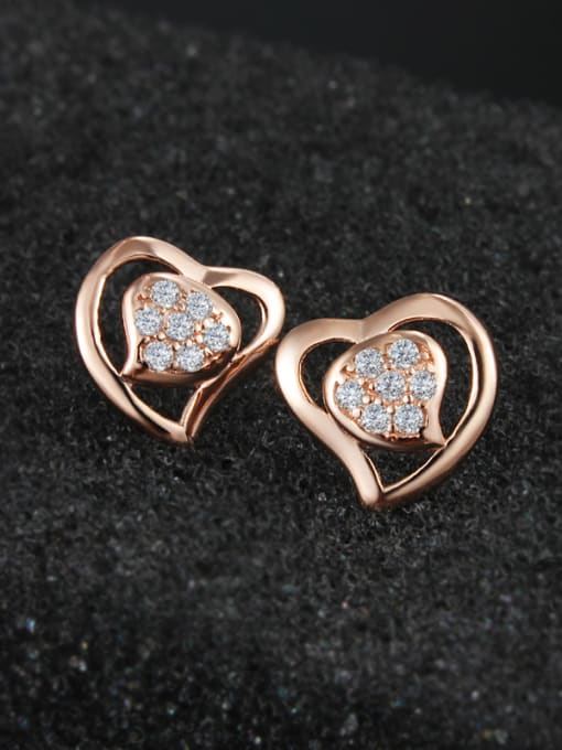 SANTIAGO Fashion Heart Cubic Zirconais 925 Silver Stud Earrings 1