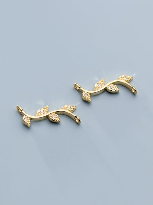 FAN 925 Sterling Silver With Gold Plated Simplistic Leaf Charms 1