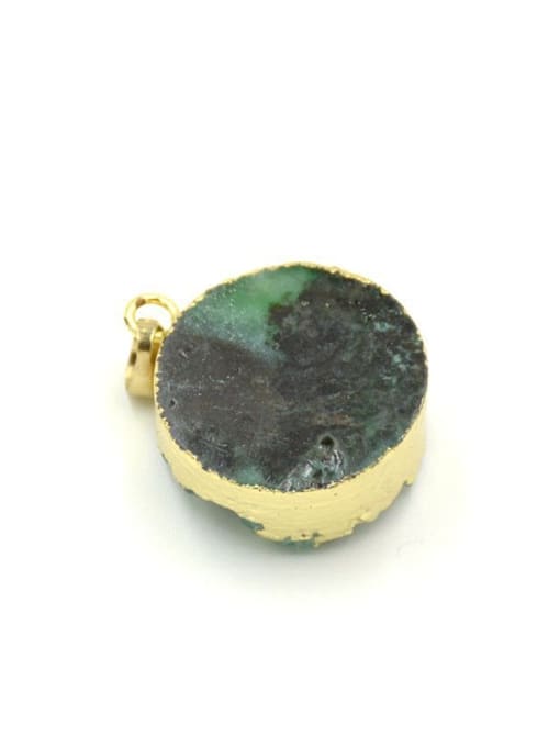 Tess Gold Plated Natural Green Crystal Round Pendant 2