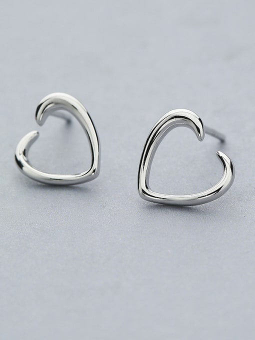 One Silver 925 Silver Elegant Heart stud Earring 0