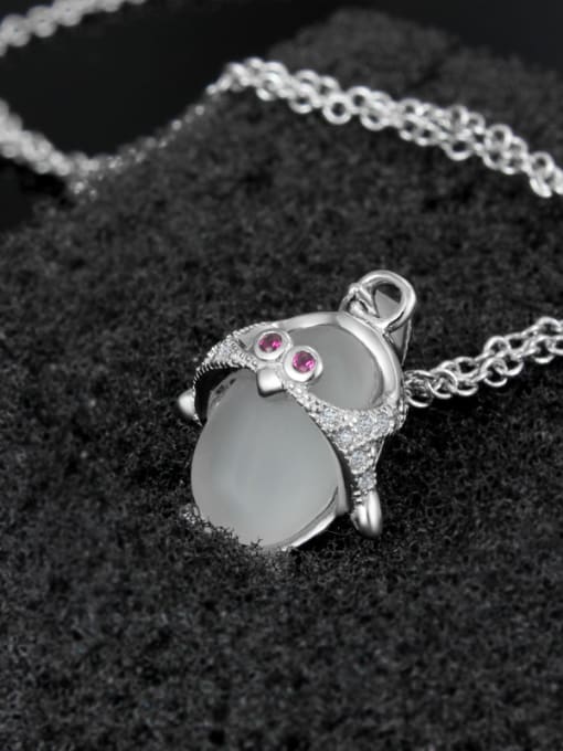 SANTIAGO Fashion Little Penguin Oval Opal stone 925 Sterling Silver Pendant 1
