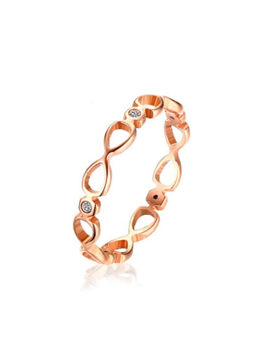 CONG Elegant Rose Gold Plated Hollow Design Rhinestone Ring 0