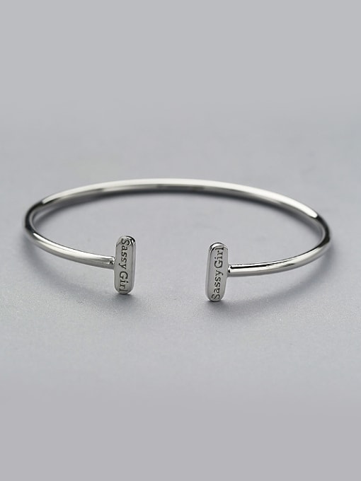 One Silver Simple 925 Silver Opening Bangle 0