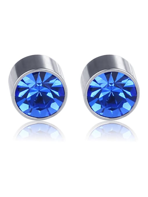Magnet blue drill Stainless Steel With Silver Plated Simplistic Geometric Stud Earrings