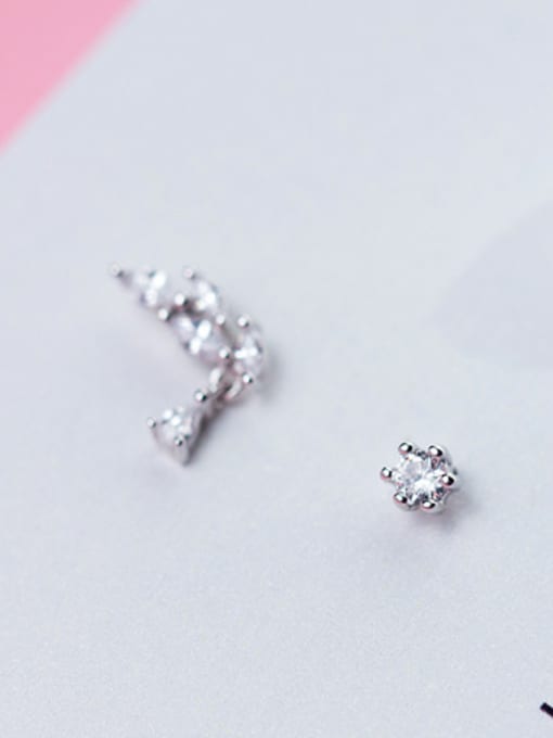 Rosh Temperament Leaf Shaped Zircon Asymmetric Stud Earrings 1