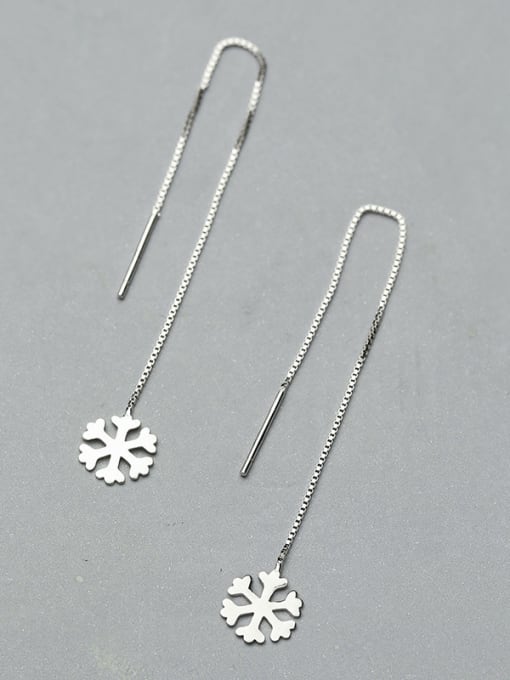 One Silver Women Exquisite Snowflake Line Earrings 2
