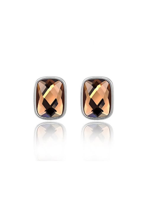 Platinum Elegant Orange Square Shaped Stud Earrings