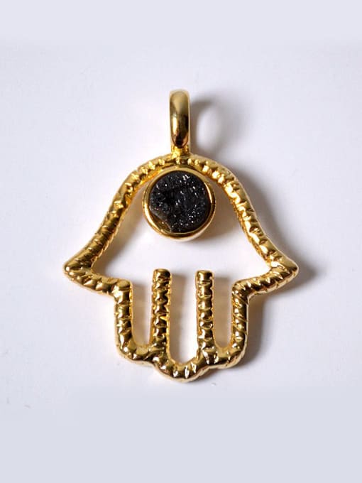 Black Personalized Hollow Palm Natural Crystal Pendant