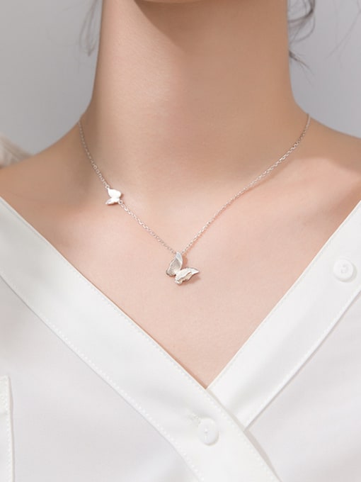 Rosh 925 Sterling Silver With Platinum Plated Personality Butterfly Necklaces 1