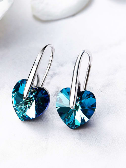 Blue austrian Crystals Heart-shaped drop earring