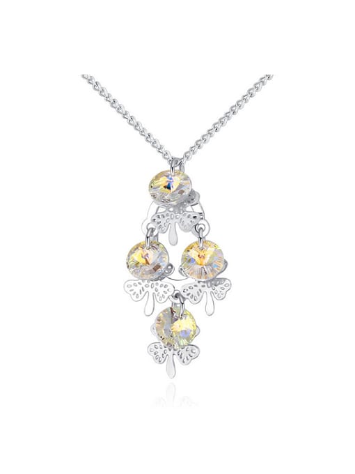 QIANZI Fashion Cubic austrian Crystals Flowers Pendant Alloy Necklace 0