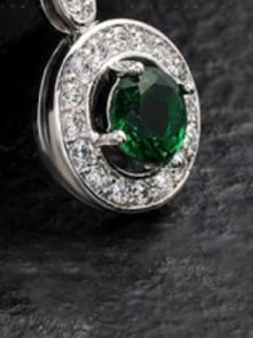 Platinum Green Round Shaped AAA Zircon Necklace