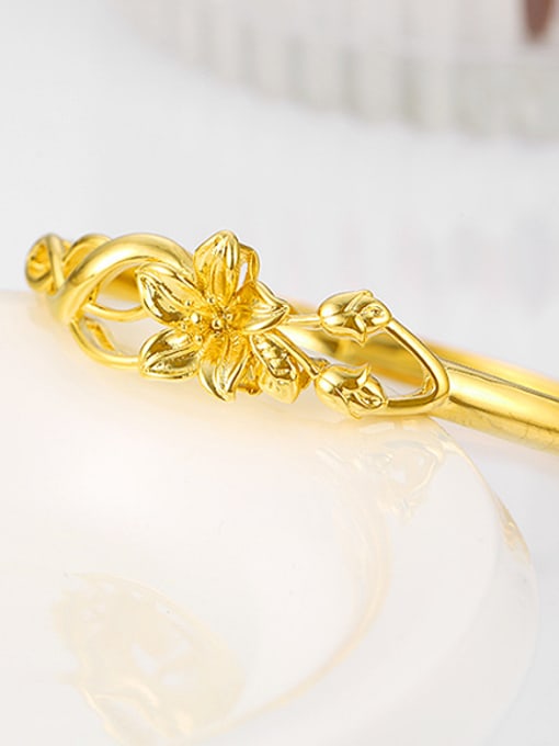 XP 2018 Copper Alloy 24K Gold Plated Classical Flower Bangle 2