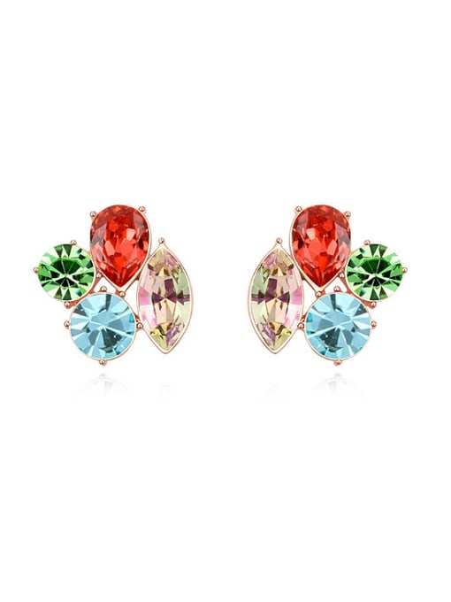 multi-color Personalized Geometrical austrian Crystals Alloy Stud Earrings