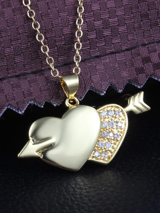 SANTIAGO Creative White Gold Double Heart Shaped Zircon Necklace 1