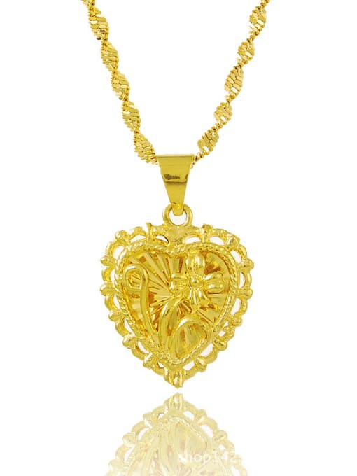 Yi Heng Da Delicate 24K Gold Plated Heart Shaped Rhinestone Necklace 0