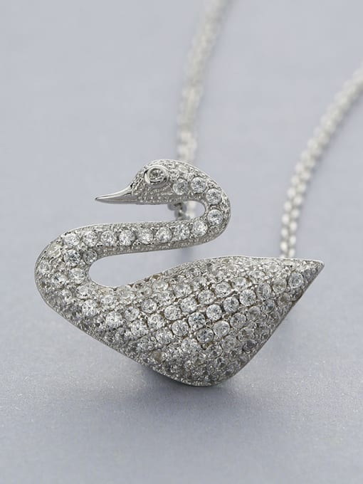 One Silver Swan Zircon Necklace 2