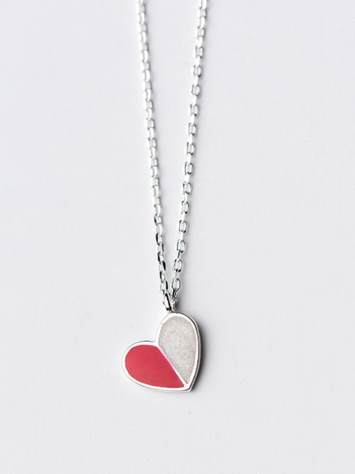 Rosh Elegant Heart Shaped Glue S925 Silver Necklace 0