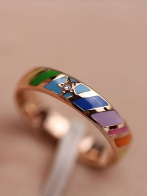 GROSE Colorful Enamel Women Titanium Ring 1