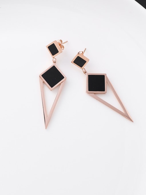 13#11371 Stainless Steel With Rose Gold Plated Fashion Geometric  Tassels Drop Earrings