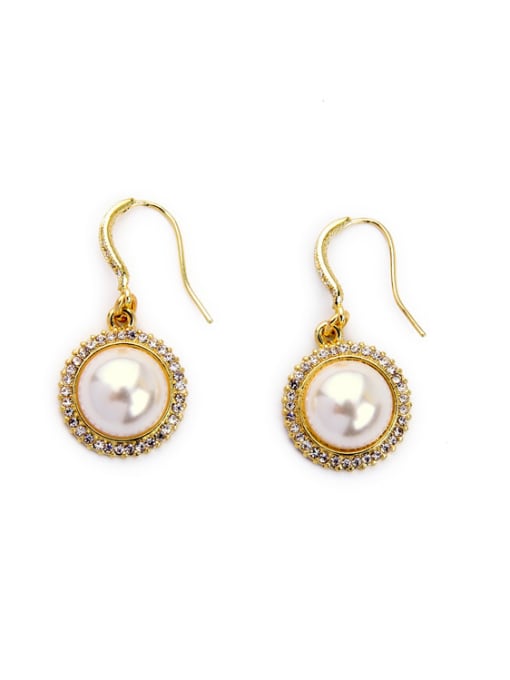 KM Simple Artificial Pearls Drop hook earring 0