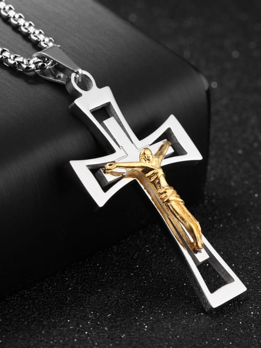 Open Sky Personalized Jesus Cross Pendant Titanium Necklace 2