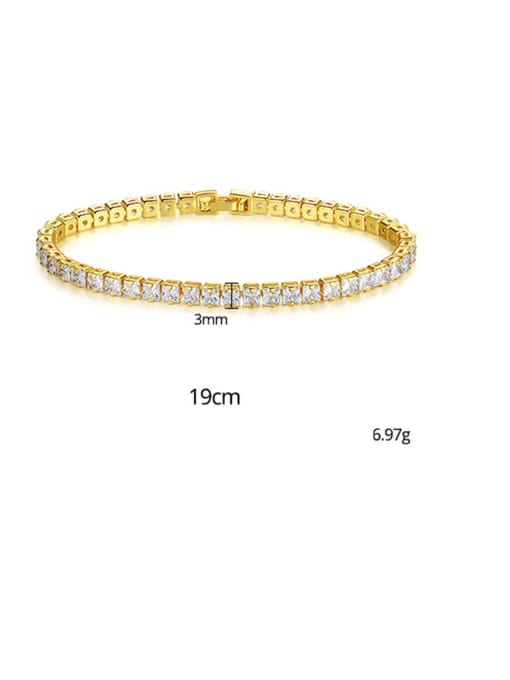 19cm Gold Copper With  Cubic Zirconia Simplistic Geometric Bracelets