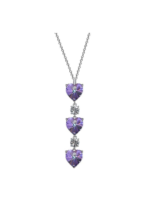 purple Heart-shaped Purple Crystal Necklace