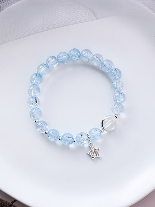 D blue Alloy With Platinum Plated Fashion Pentagram Glass Beading  Bracelets