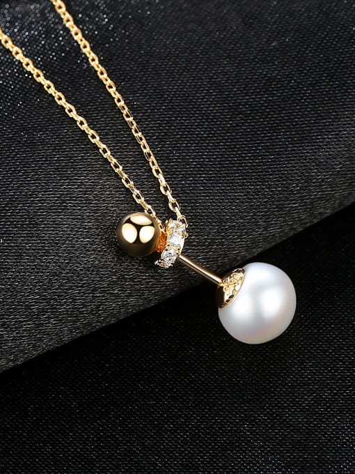 CCUI Pure Silver Natural Freshwater Pearl plated 18K-gold Necklace 2