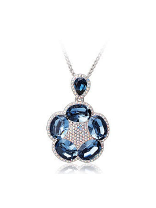 royal blue Fashion austrian Crystals Flowery Necklace